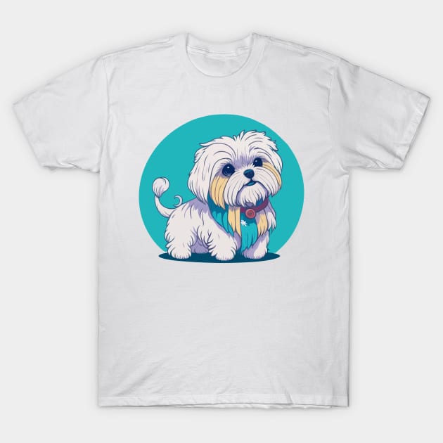 Maltese Dog Portrait T-Shirt by SpriteGuy95